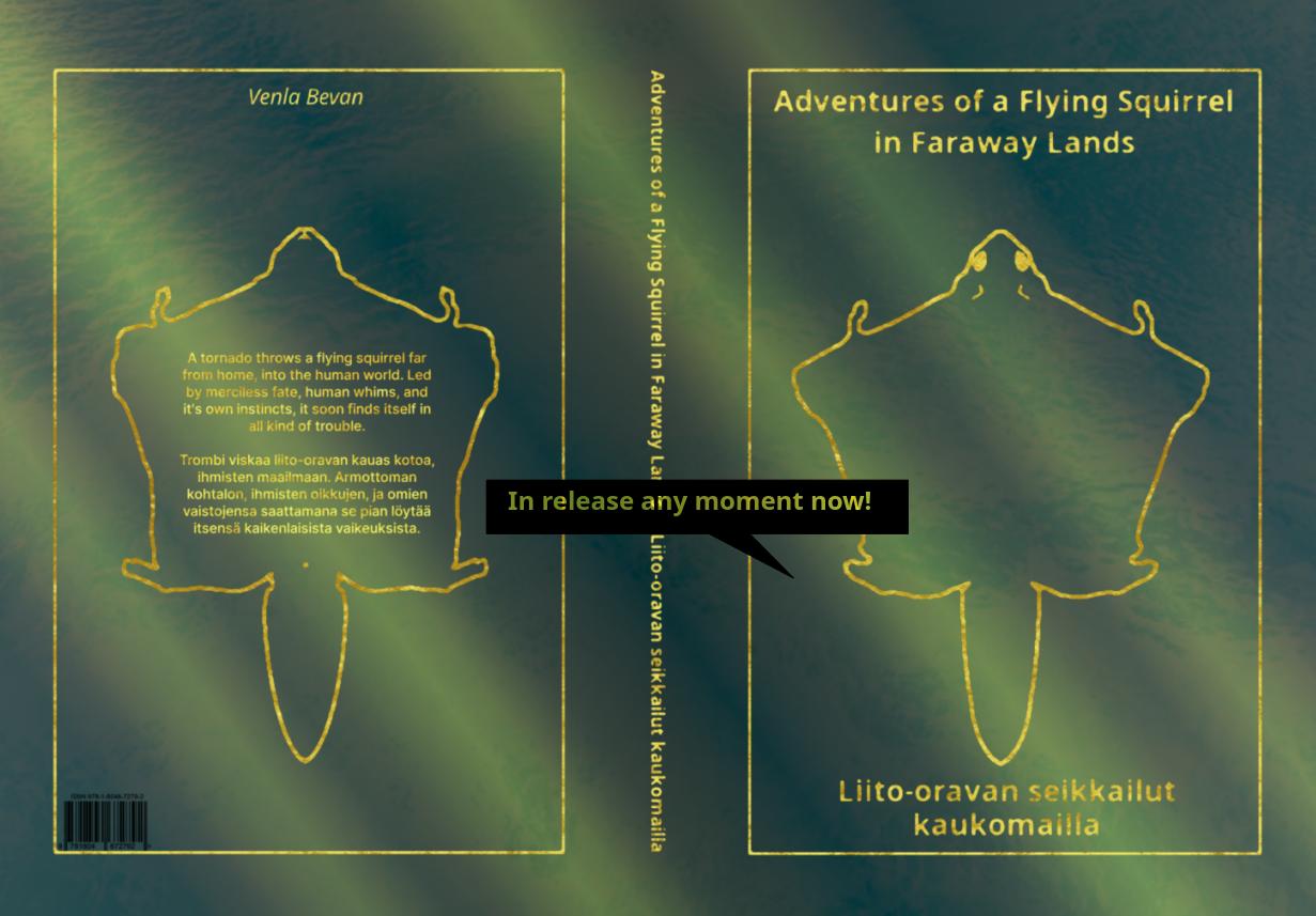 Adventures of a Flying Squirrel in Faraway Lands book cover on both sides